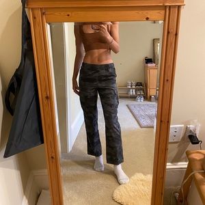 cutest black camo straight leg pants